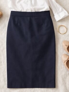 Boden Richmond Pencil Skirt Navy Lined Stretch Cotton Tailored Career US 6R